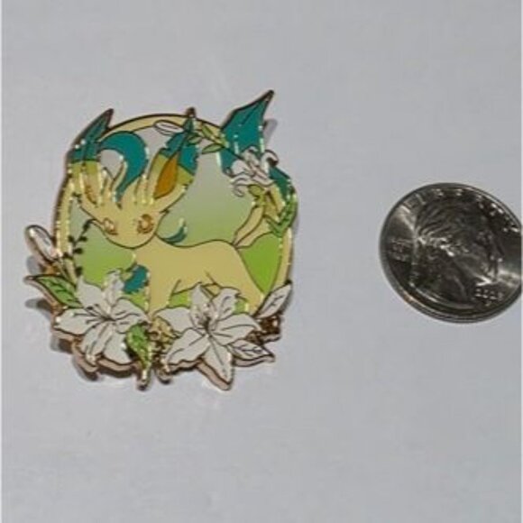 Leafeon Lily Blossom Pokémon Enamel Pin – Grass Type Nature’s Beauty - Picture 3 of 4